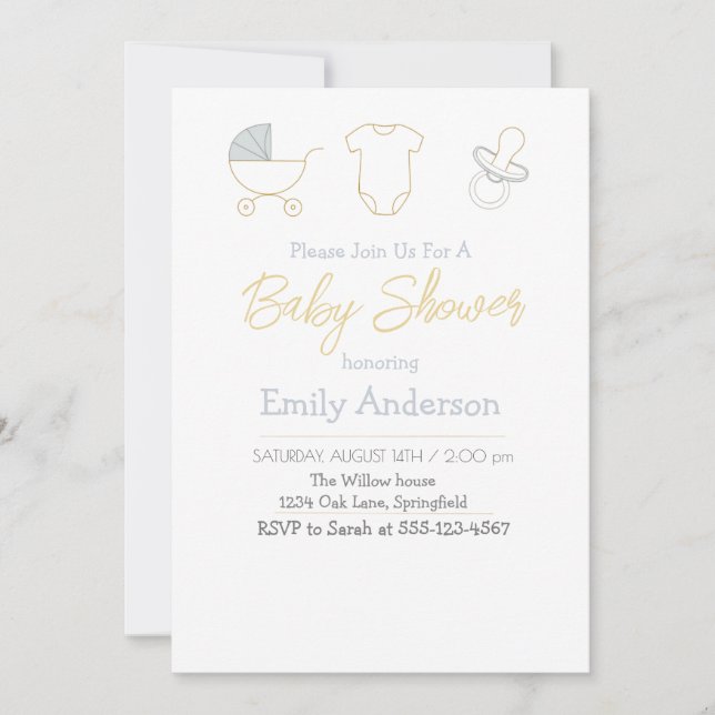 Invitation chic pour une baby shower (Devant)
