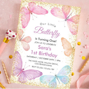 Invitation Chic Premier 1er Anniversaire Parties scintillant 