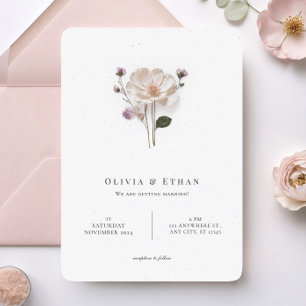 Invitation Chic Pressé Fleur Arrondi Mariage Style