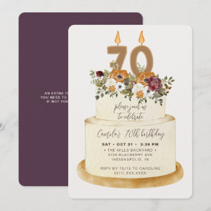 Invitation Chic Purple Automne 70e anniversaire gâteau