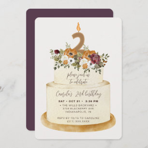 Invitation Chic Purple Automne Automne 2e Anniversaire Gâteau