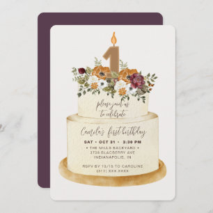 Invitation Chic Purple Automne Automne Premier Anniversaire G