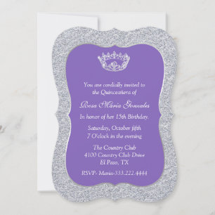 Invitation Chic Purple et Silver Quinceañera