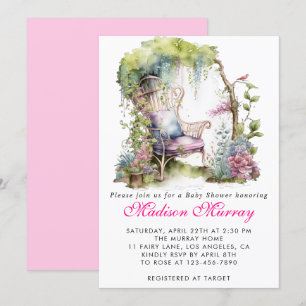 Invitation Chic Purple Floral Flower Garden Baby shower