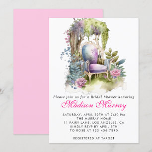 Invitation Chic Purple Rose Floral Garden Chaise Fête des mar