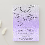 Invitation Chic Purple Silver Parties scintillant Sweet 16<br><div class="desc">Une invitation moderne violet et argent doux 16 avec un faux arrière - plan parties scintillant et des lumières étincelantes.</div>