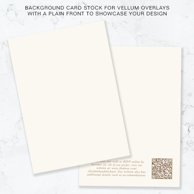 Invitation Chic QR Code Gold Cream Arrière - plan Vellum Over (Créateur téléchargé)