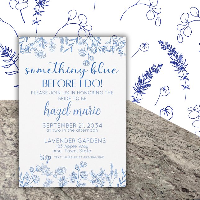 Invitation Chic Quelque Chose De Bleu Avant De Faire Fête des (Créateur téléchargé)