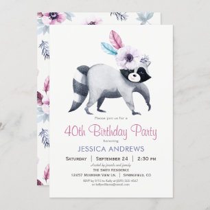Invitation Chic Raccoon fête d'anniversaire