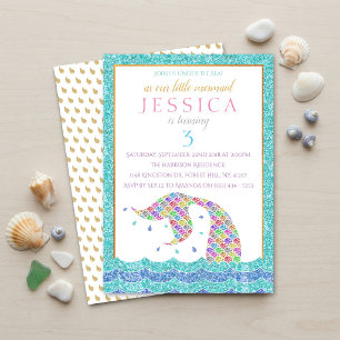 Invitation Chic Rainbow Parties scintillant Sirène N'importe