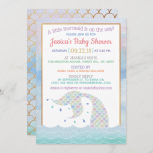 Invitation Chic Rainbow Watercolor Baby shower sirène