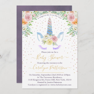 Invitation Chic Rainbow Watercolor Baby shower Unicorn