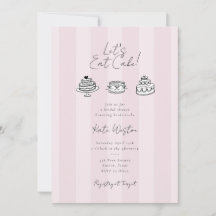 Chic rayé Let's Eat Cake Rose Fête de Mariage