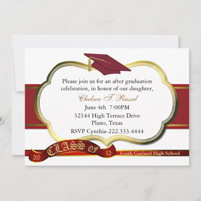 Invitation Chic Red Graduation Party (Devant)