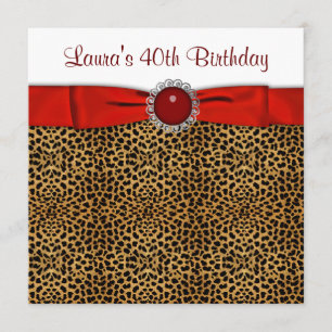 Invitation Chic Red Leopard fête d'anniversaire