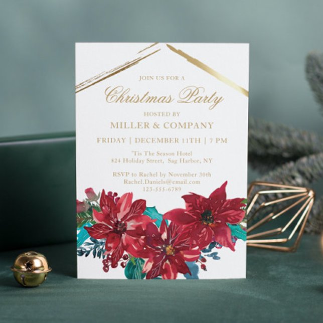 Invitation Chic Red Poinsettia Corporate Christmas Party (Créateur téléchargé)