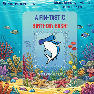 Invitation Chic Requin Marteau Bleu Fin-tastique 10ème