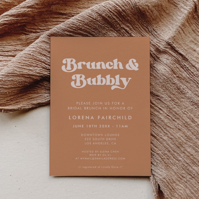 Invitation Chic Retro Brown sucre Brunch et Bubbly (Créateur téléchargé)