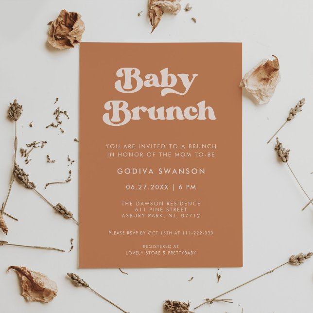 Invitation Chic rétro sucre Brown Baby Brunch (Créateur téléchargé)