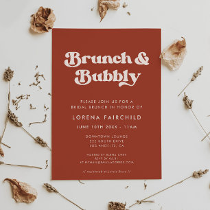 Invitation Chic Retro Terracotta Brunch et Bubbly