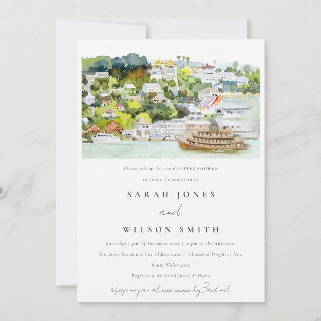 Invitation Chic River Cruise Pays Paysage Couples Douche (Devant)