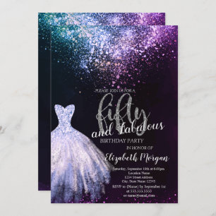 Invitation Chic Robe Confetti 50e fête d'anniversaire