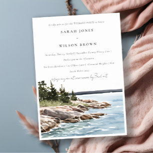 Invitation Chic Rocky Pine Mountain Seascape Week-end