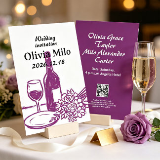 Invitation Chic Romantique Moderne Riche Violet Élégant Maria