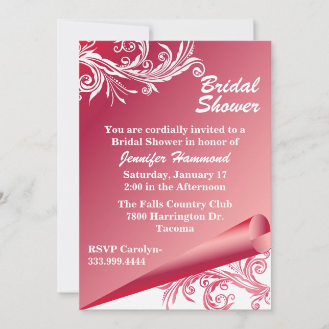 Invitation Chic Rose & Blanc Douche nuptiale (Devant)