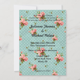 Invitation Chic Rose Blue Vintage Wedding