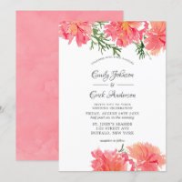 Chic rose et corail aquarelle Mariage Dahlias