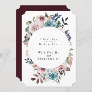 Invitation Chic rose et Turquoise pivoine serez-vous ma serva