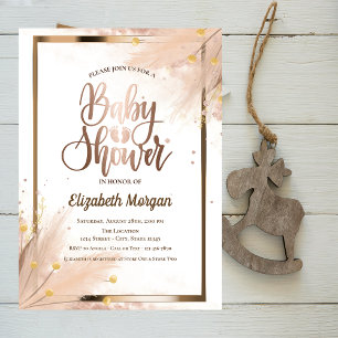 Invitation Chic Rose Gold Foots Baby shower Pampas