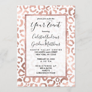 Invitation Chic Rose Gold Leopard Cheetah Poster de animal