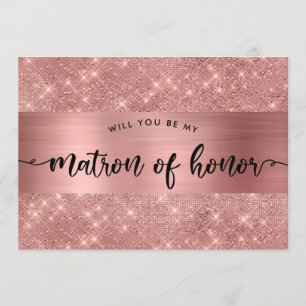 Invitation Chic Rose Gold Matron of Honor Proposition d'invit