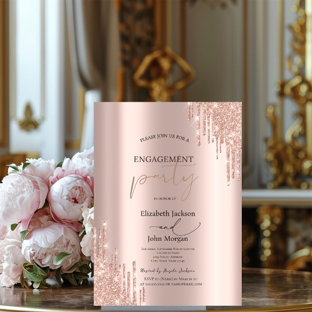 Invitation Chic Rose Gold Parties scintillant Drives (Créateur téléchargé)
