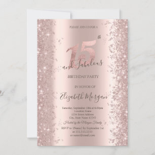 Invitation Chic Rose Gold Sparkle Diamonds 15e anniversaire