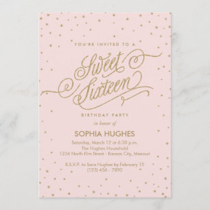 Invitation Chic Rose & Gold Stars Sweet sixteen Party