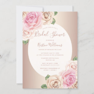 Invitation Chic Rose or aquarelle Fête des mariées florale