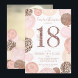 Invitation Chic rose or parties scintillant ballon rose  phot<br><div class="desc">Un rose moderne, chic et élégant paillettes d'or 18ème anniversaire invitation avec une typographie moderne 18 avec parties scintillant d'or rose ballons rose avec rose pastel peint à la main, parties scintillant d'or rose, paillettes, ballons de cluster rose pâle avec élégante typographie calligraphique. Ajoutez votre photo à l'arrière. Parfait pour...</div>