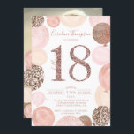 Invitation Chic rose or parties scintillant ballon rose  phot<br><div class="desc">Un rose moderne, chic et élégant paillettes d'or 18ème anniversaire invitation avec une typographie moderne 18 avec parties scintillant d'or rose ballons rose avec rose pastel peint à la main, parties scintillant d'or rose, paillettes, ballons de cluster rose pâle avec élégante typographie calligraphique. Ajoutez votre photo à l'arrière. Parfait pour...</div>