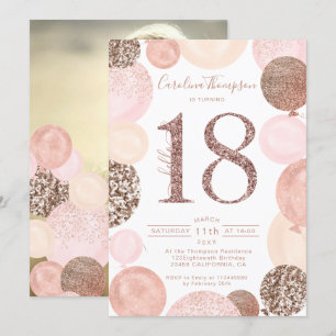 Invitation Chic rose or parties scintillant ballon rose  phot