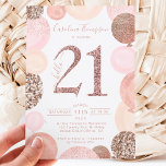 Invitation Chic rose or parties scintillant ballon rose photo<br><div class="desc">Une paillettes d'or rose moderne, chic et élégante invitation à la fête du 21e anniversaire avec une typographie moderne 21 avec parties scintillant d'or rose ballons roses avec rose pastel peint à la main, parties scintillant d'or rose, paillettes, ballons de grappe rose pâle avec élégante typographie calligraphique. Ajoutez votre photo...</div>