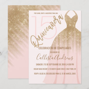 Invitation Chic rose or Parties scintillant espagnol robe Qui