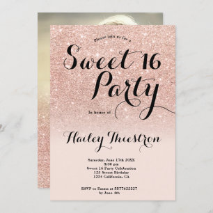 Invitation Chic rose or parties scintillant sombre photo douc