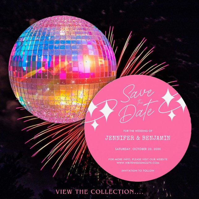 Invitation Chic rose Parties scintillant Disco Ball Wedding E (Créateur téléchargé)