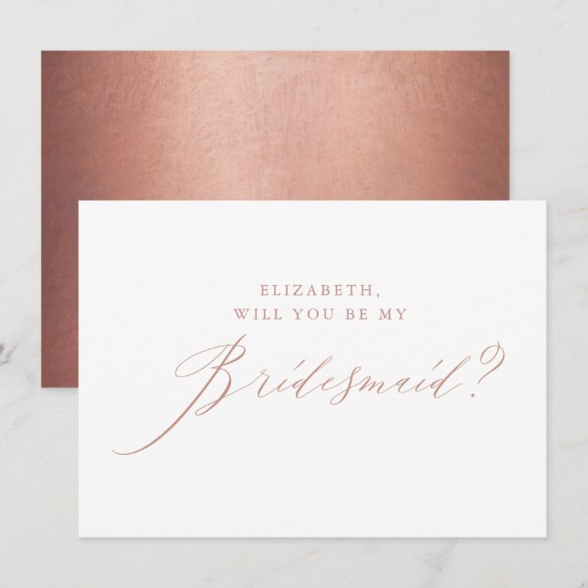 Invitation Chic Rose Parties scintillant or Script White Brid (Devant / Derrière)