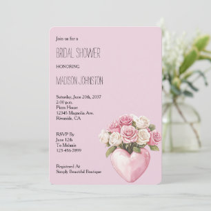 Invitation Chic Rose Rose Rose Rose Fête des mariées de coeur