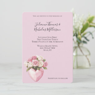Invitation Chic Rose Rose Rose Rose Mariage de coeur floral