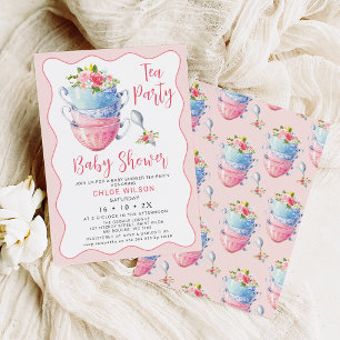 Invitation Chic Rose Vague Florale Baby shower Tea Party